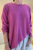 Made in Italy Fifi Lace Shoulder Fine Knit Top Cranberry /6 =